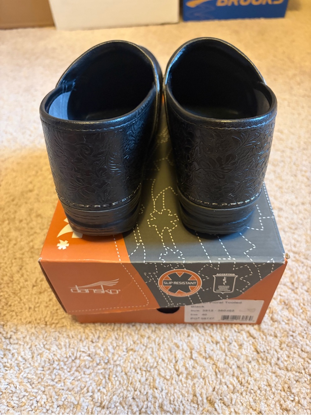 Dansko Black Embossed Leather Slip-On Clogs - Picture 4 of 4